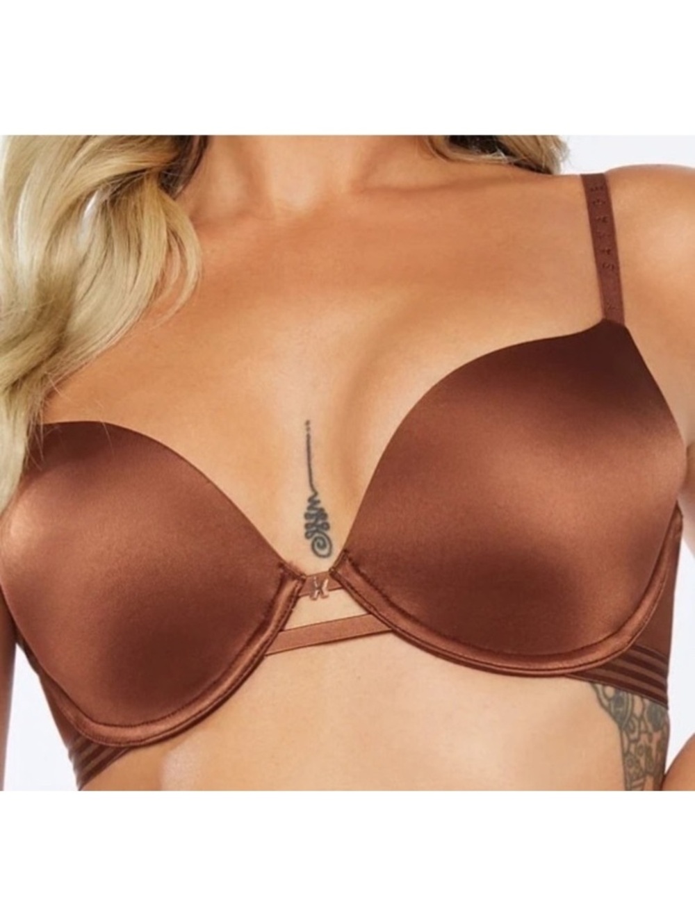 Savage X Fenty Brown Satin Underwire t shirt chocolate brown 40h Strap Detail